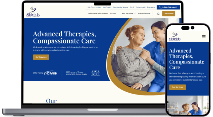 Shields Nursing Centers website preview