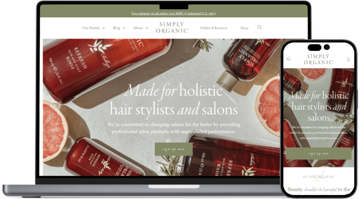 Simply Organic Beauty website preview