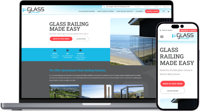 Eglass Railing website preview