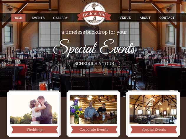 Wedding Venue Web Design for Hollow Hill Farm Event Center