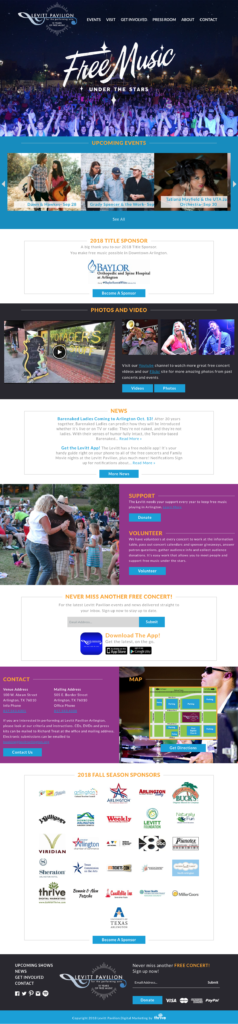 Levitt Pavilion in Arlington Website Design